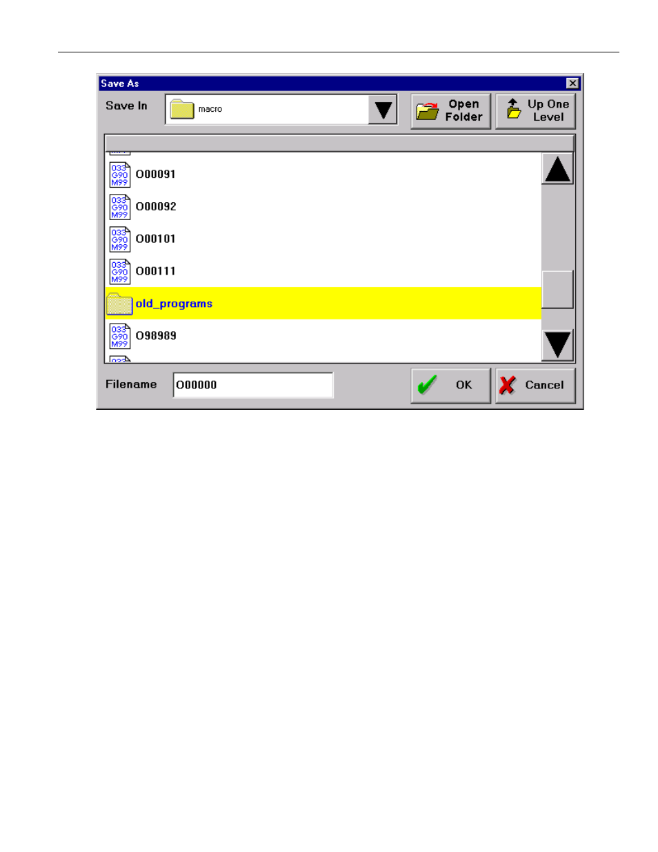 Figure 3.2.6.1. the save as dialog | Yaskawa PC NC User Manual | Page 81 / 439