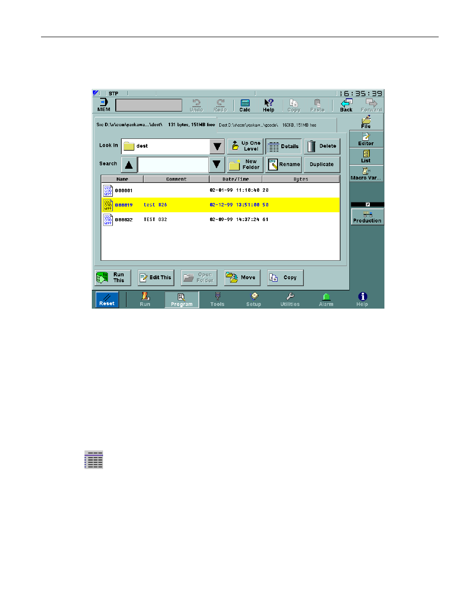 4 program menu, 1 file screen, Figure 3.4.1.1. the file screen | Yaskawa PC NC User Manual | Page 93 / 439