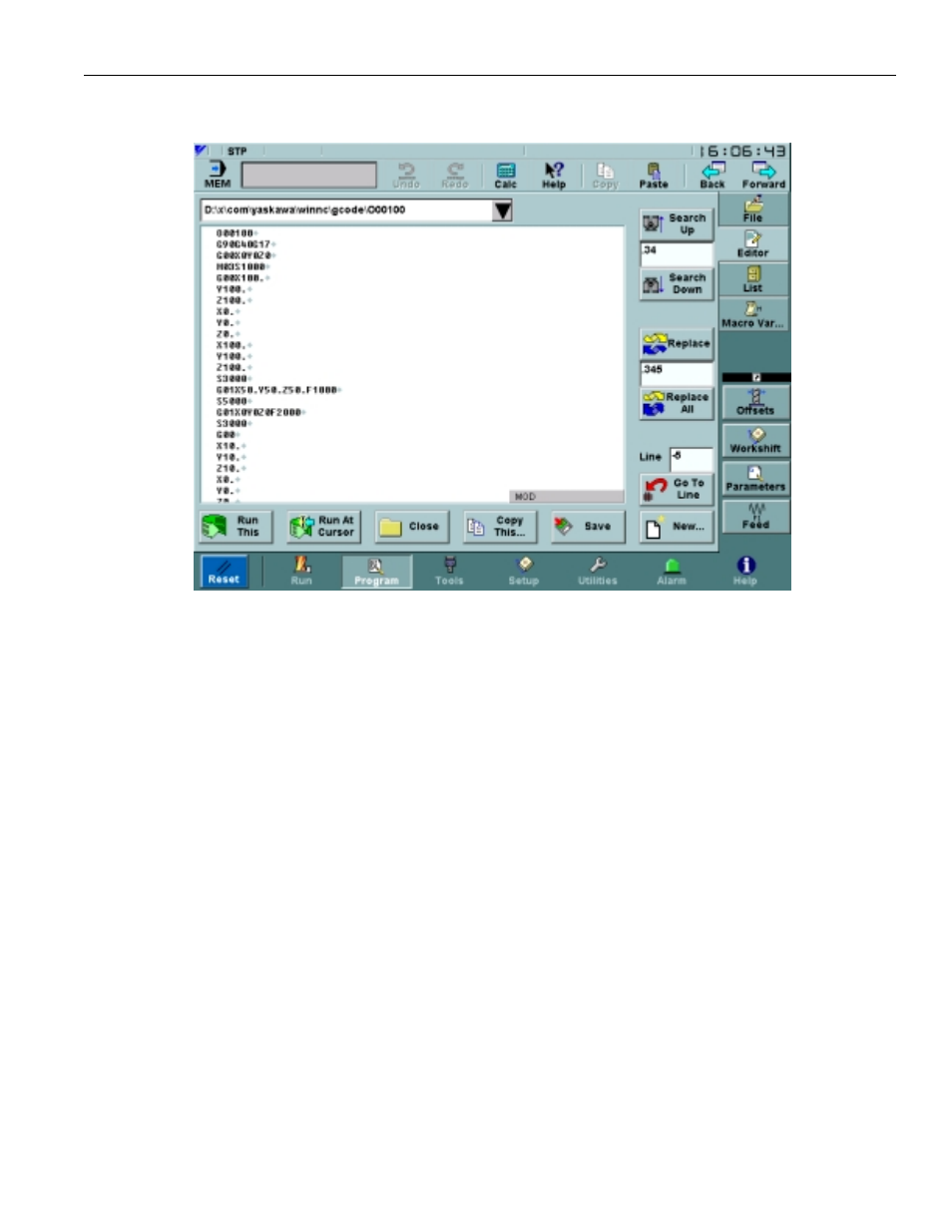 2 editor screen, Figure 3.4.2.1. the editor screen | Yaskawa PC NC User Manual | Page 99 / 439