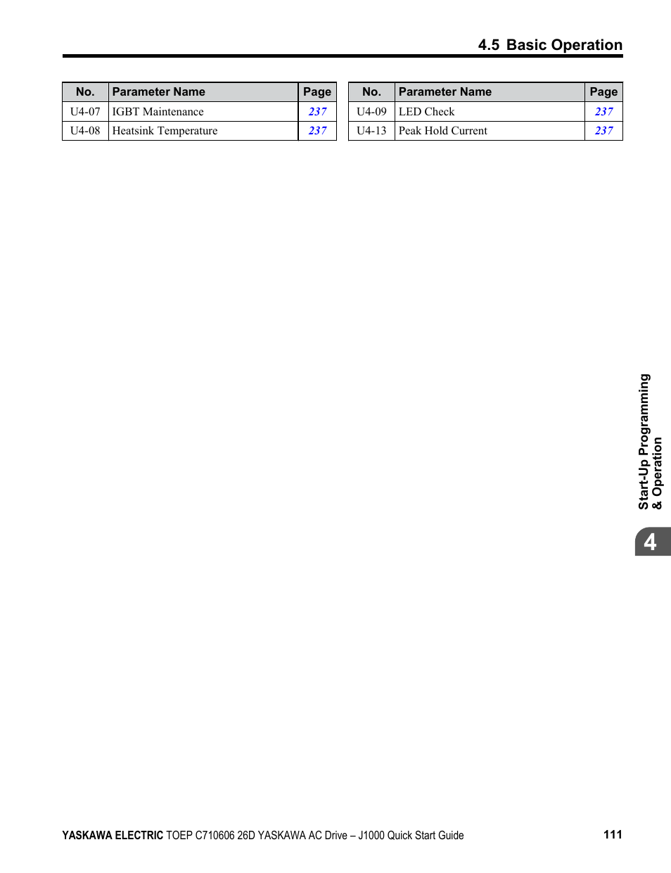 5 basic operation | Yaskawa J1000 Compact V/f Control Drive User Manual | Page 111 / 274