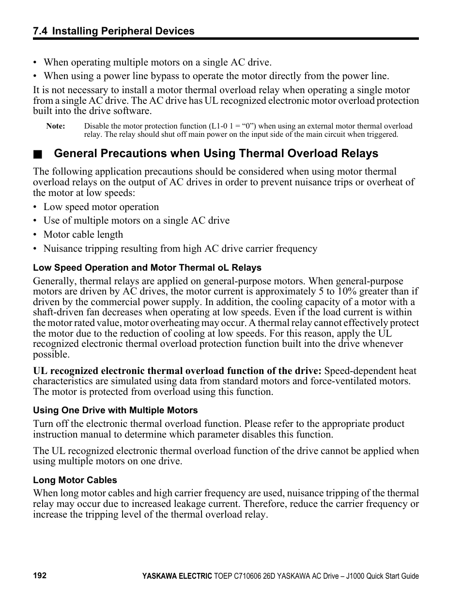 Yaskawa J1000 Compact V/f Control Drive User Manual | Page 192 / 274