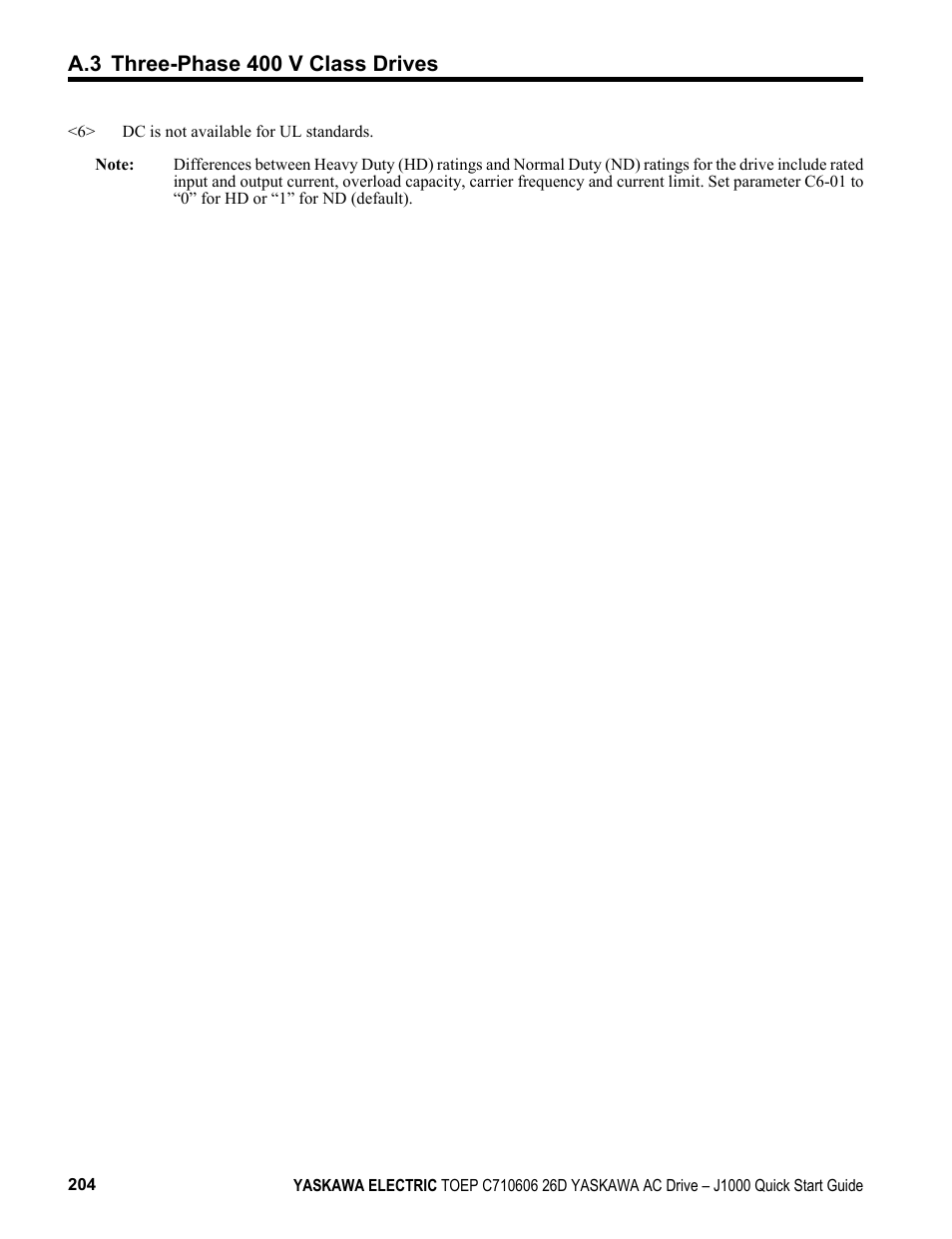 A.3 three-phase 400 v class drives | Yaskawa J1000 Compact V/f Control Drive User Manual | Page 204 / 274