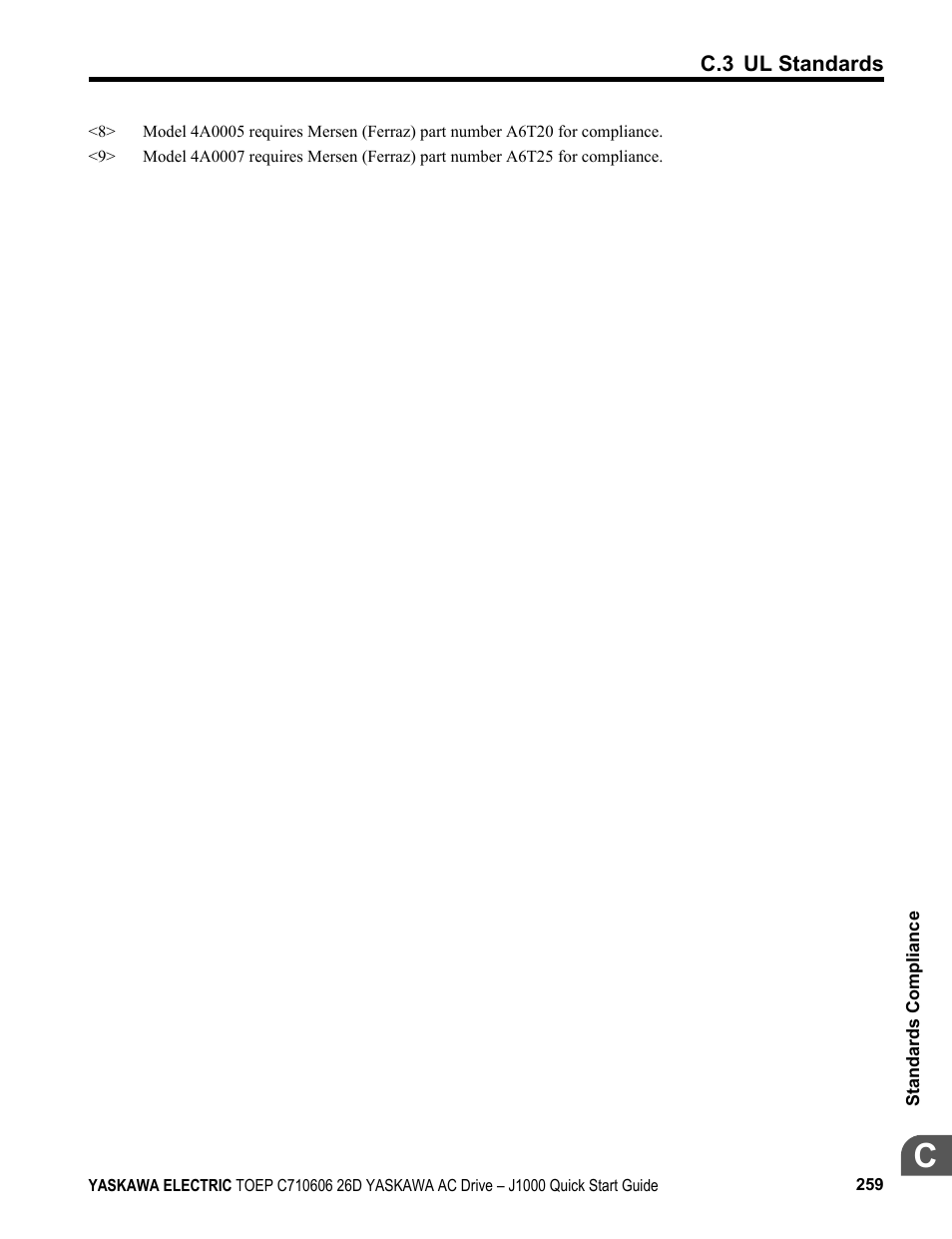 Yaskawa J1000 Compact V/f Control Drive User Manual | Page 259 / 274