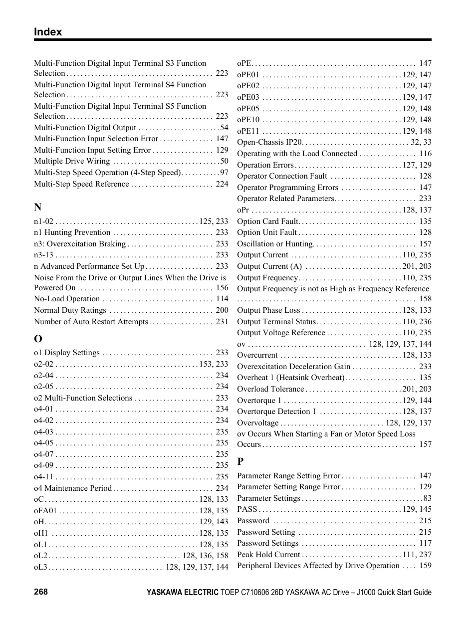Yaskawa J1000 Compact V/f Control Drive User Manual | Page 268 / 274