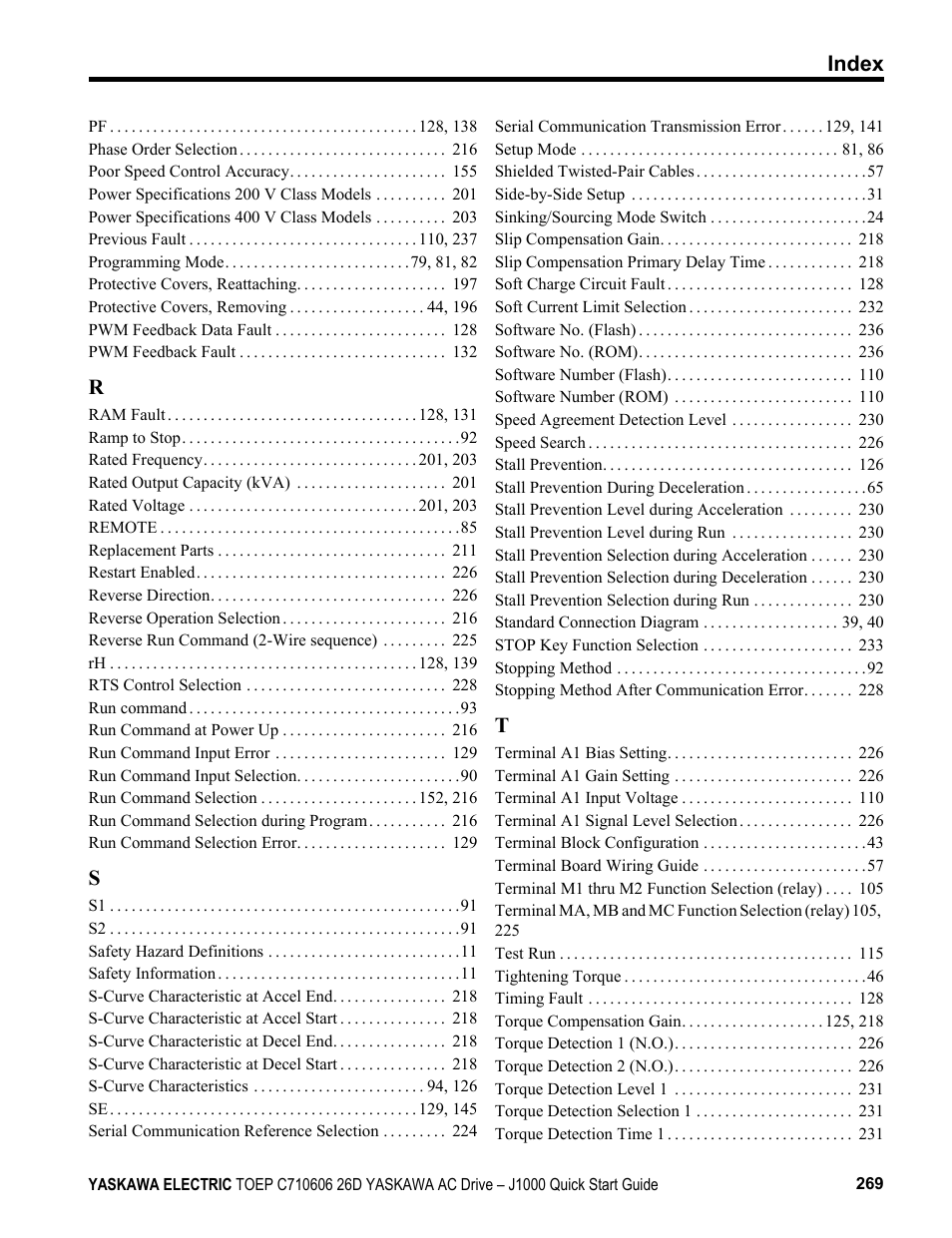 Yaskawa J1000 Compact V/f Control Drive User Manual | Page 269 / 274