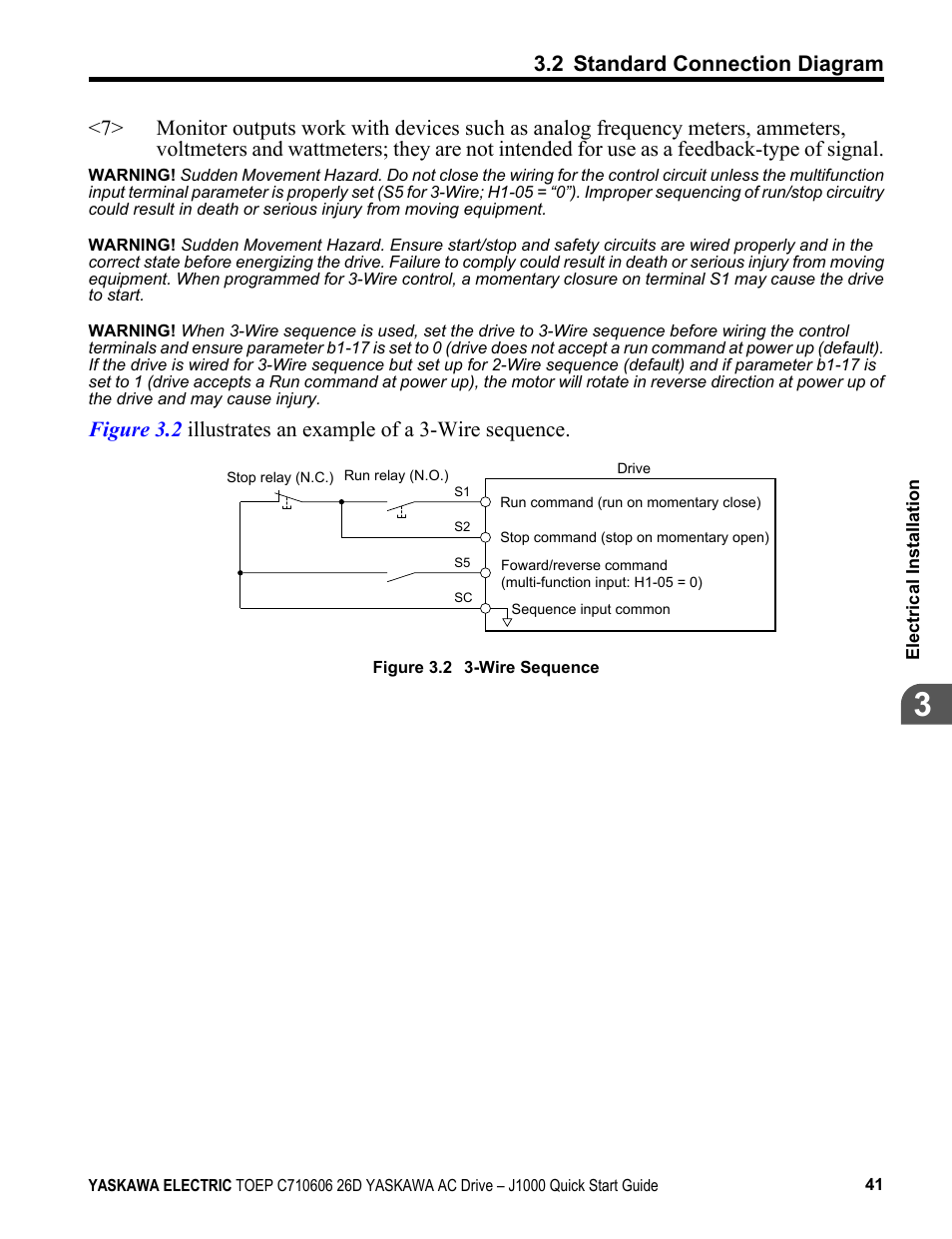 2 standard connection diagram | Yaskawa J1000 Compact V/f Control Drive User Manual | Page 41 / 274