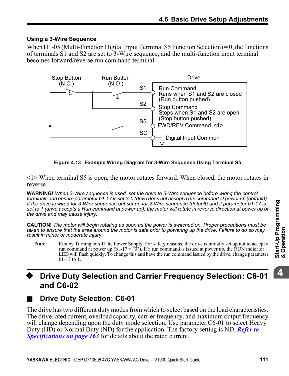 And c6-02, Drive duty selection: c6-01 | Yaskawa J1000 Compact Vector Control Drive User Manual | Page 111 / 244