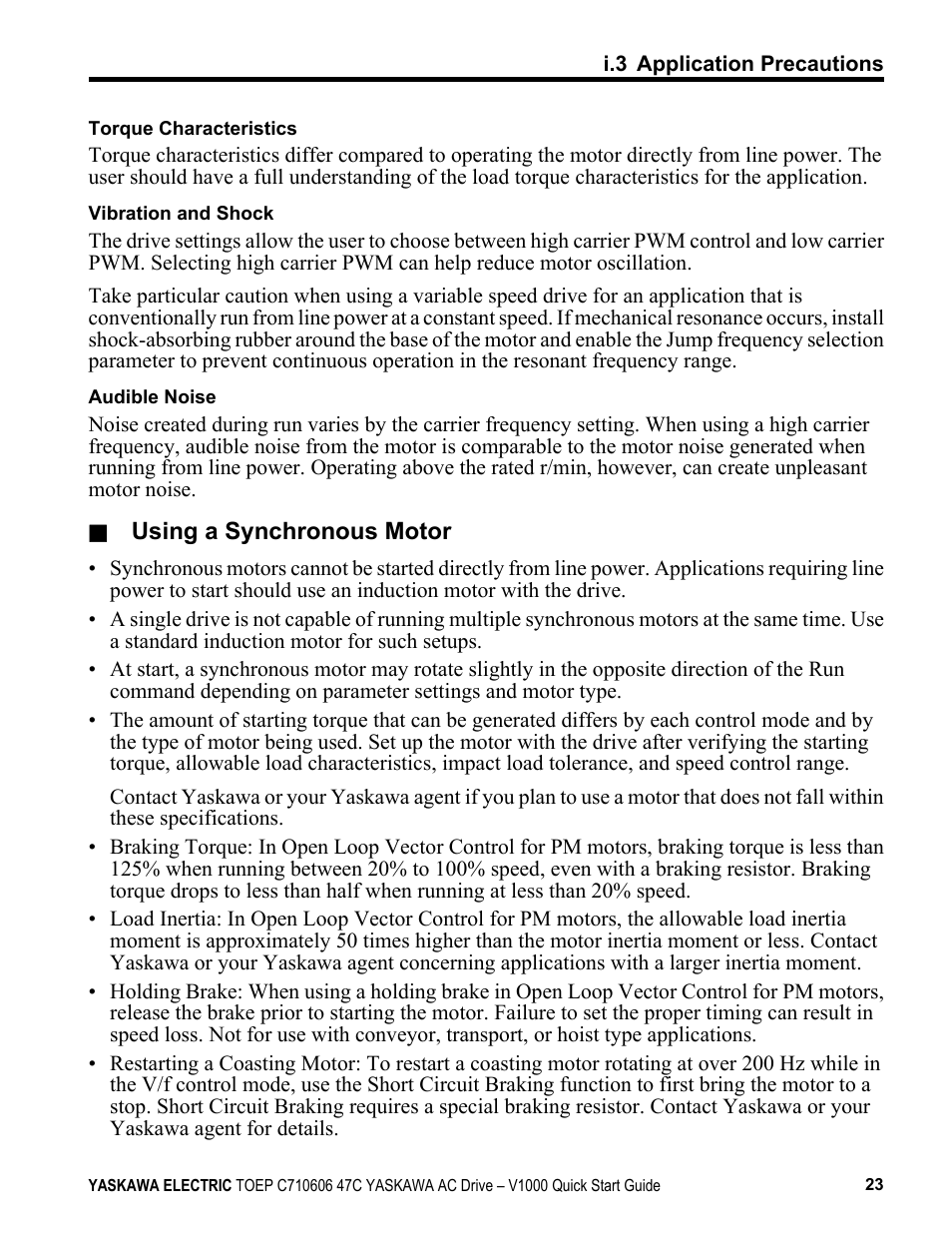 Yaskawa J1000 Compact Vector Control Drive User Manual | Page 23 / 244