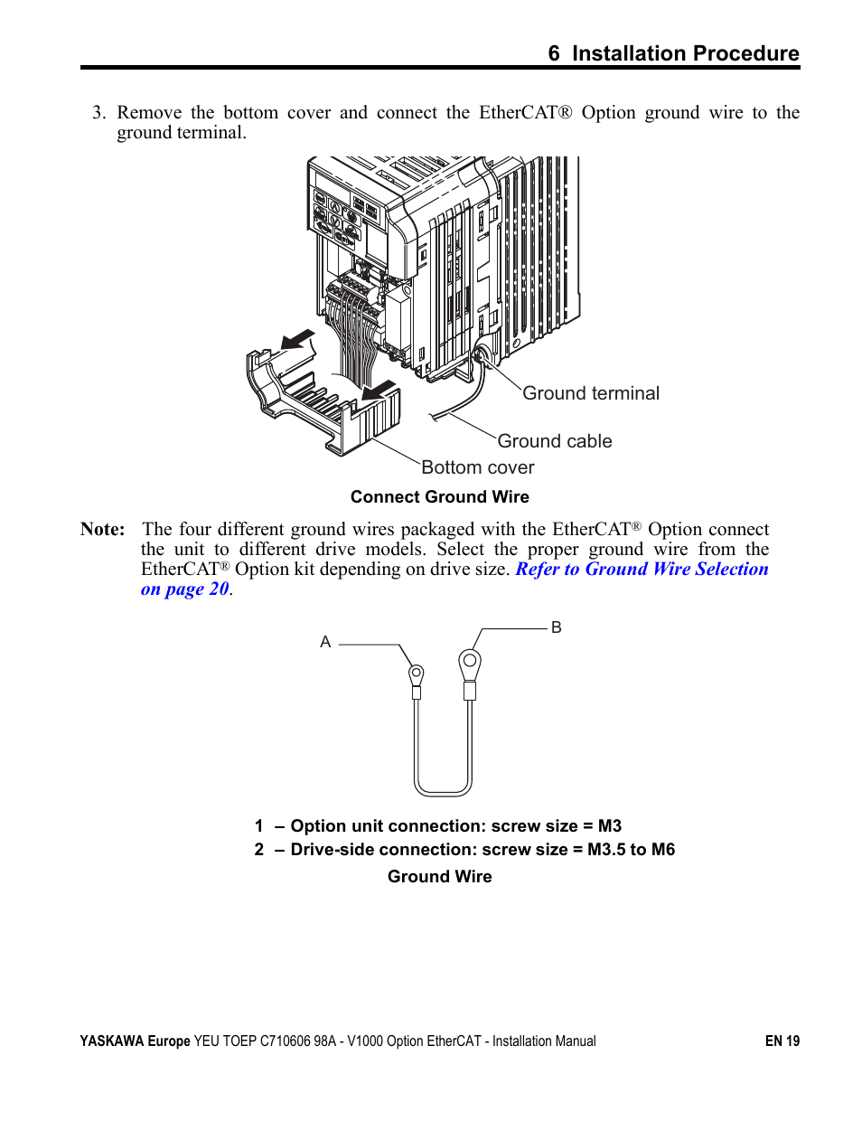 6 installation procedure | Yaskawa SI-ES3 for V1000 User Manual | Page 19 / 40