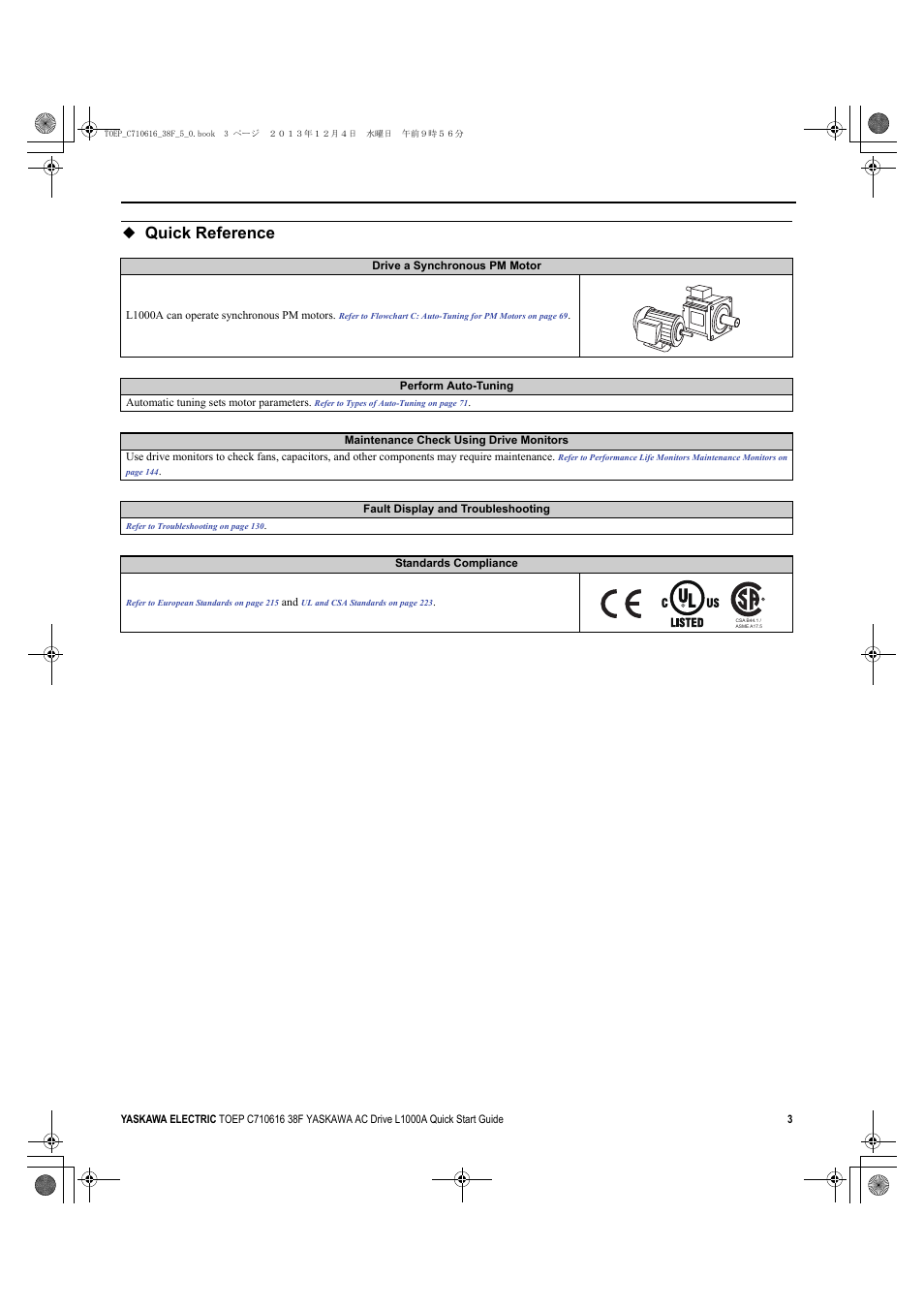 Quick reference | Yaskawa CIMR-LU Drives User Manual | Page 3 / 242