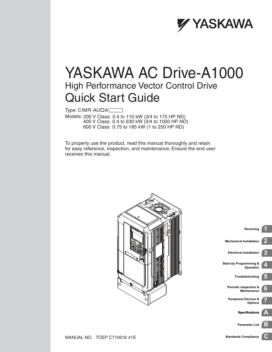 Yaskawa CIMR-AU 200V Drives User Manual | 374 pages