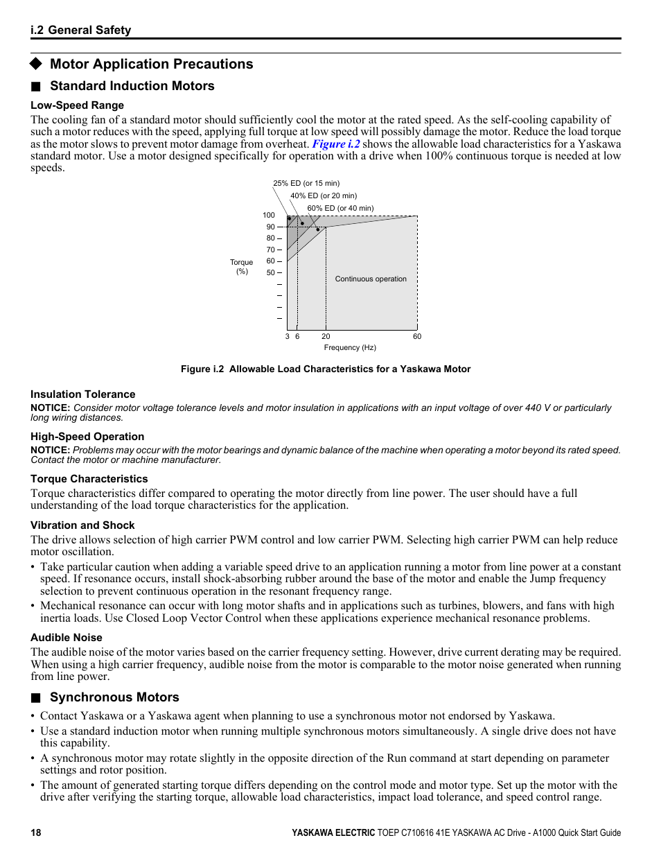 Motor application precautions | Yaskawa CIMR-AU 200V Drives User Manual | Page 18 / 374