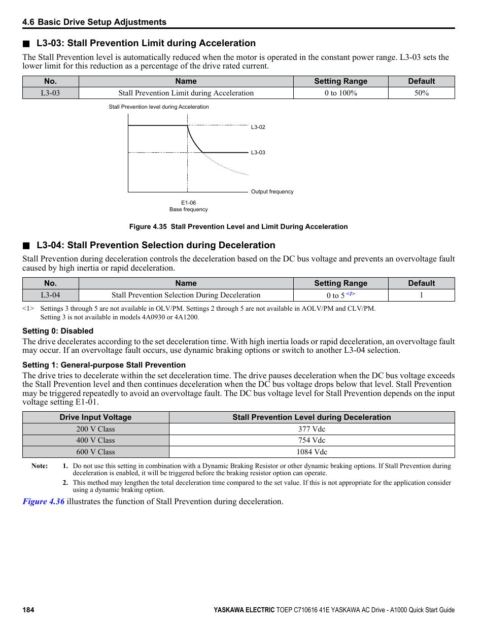 Refer to l3-03: stall prevention limit | Yaskawa CIMR-AU 200V Drives User Manual | Page 184 / 374