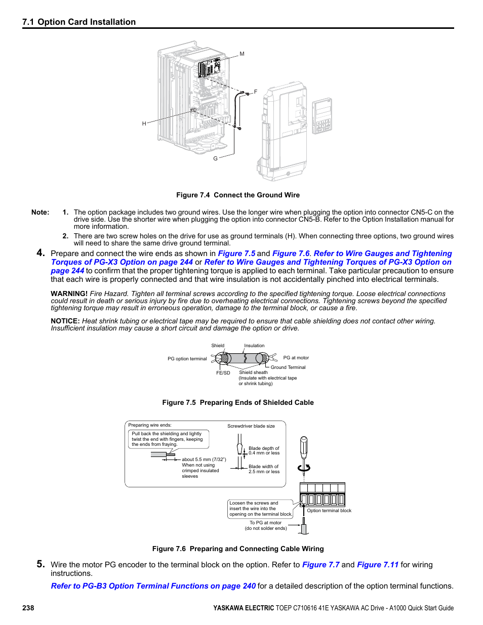 1 option card installation | Yaskawa CIMR-AU 200V Drives User Manual | Page 238 / 374
