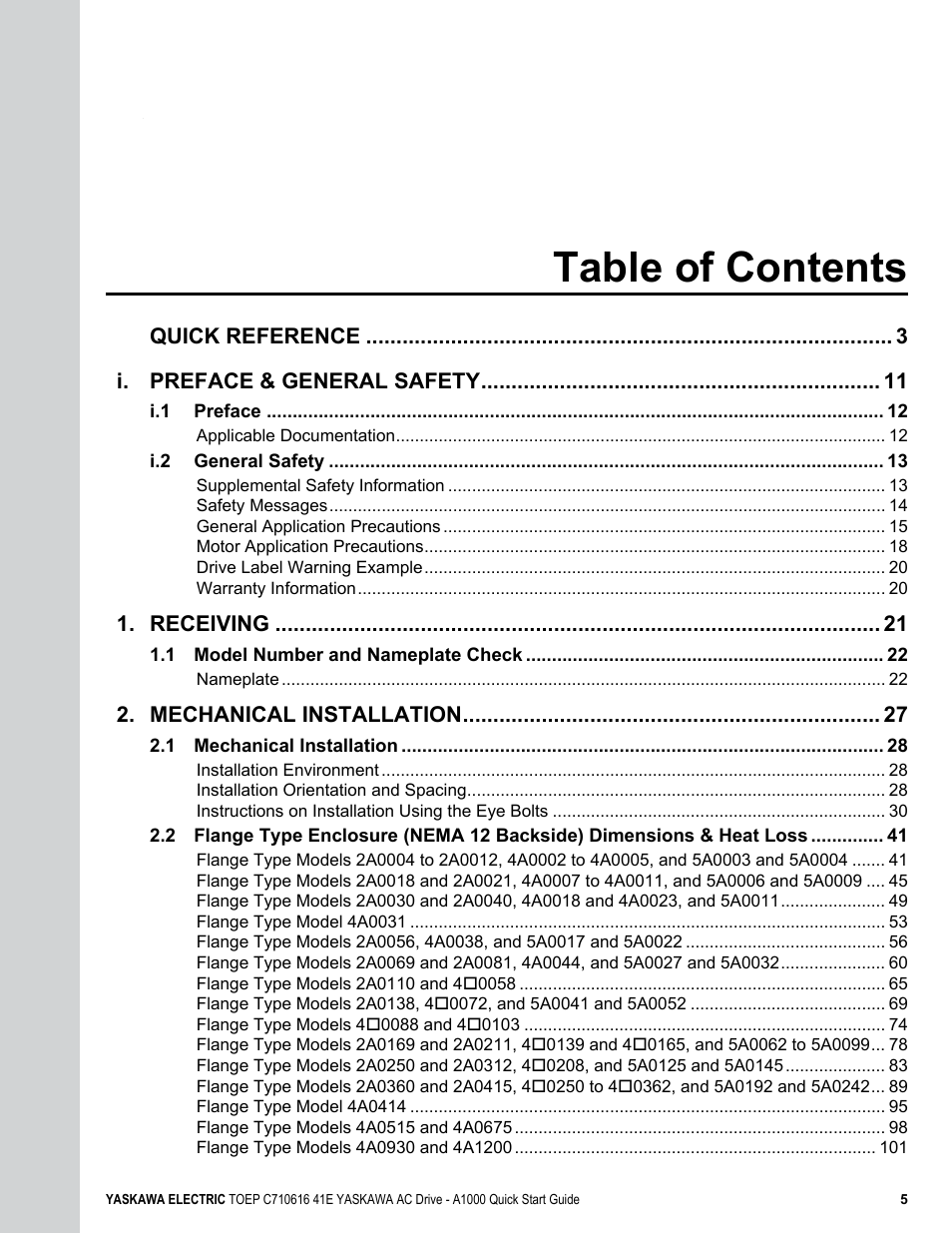Yaskawa CIMR-AU 200V Drives User Manual | Page 5 / 374