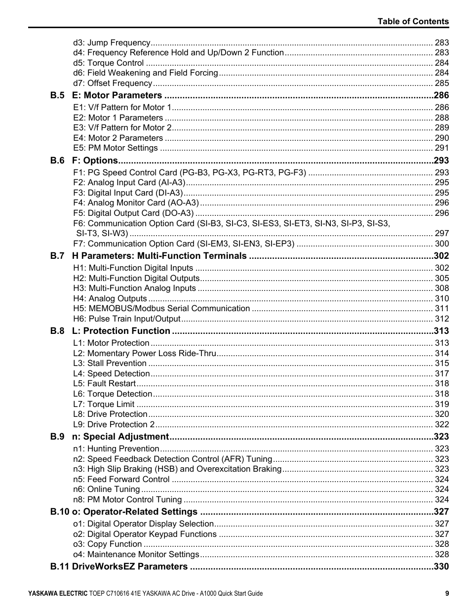 Yaskawa CIMR-AU 200V Drives User Manual | Page 9 / 374