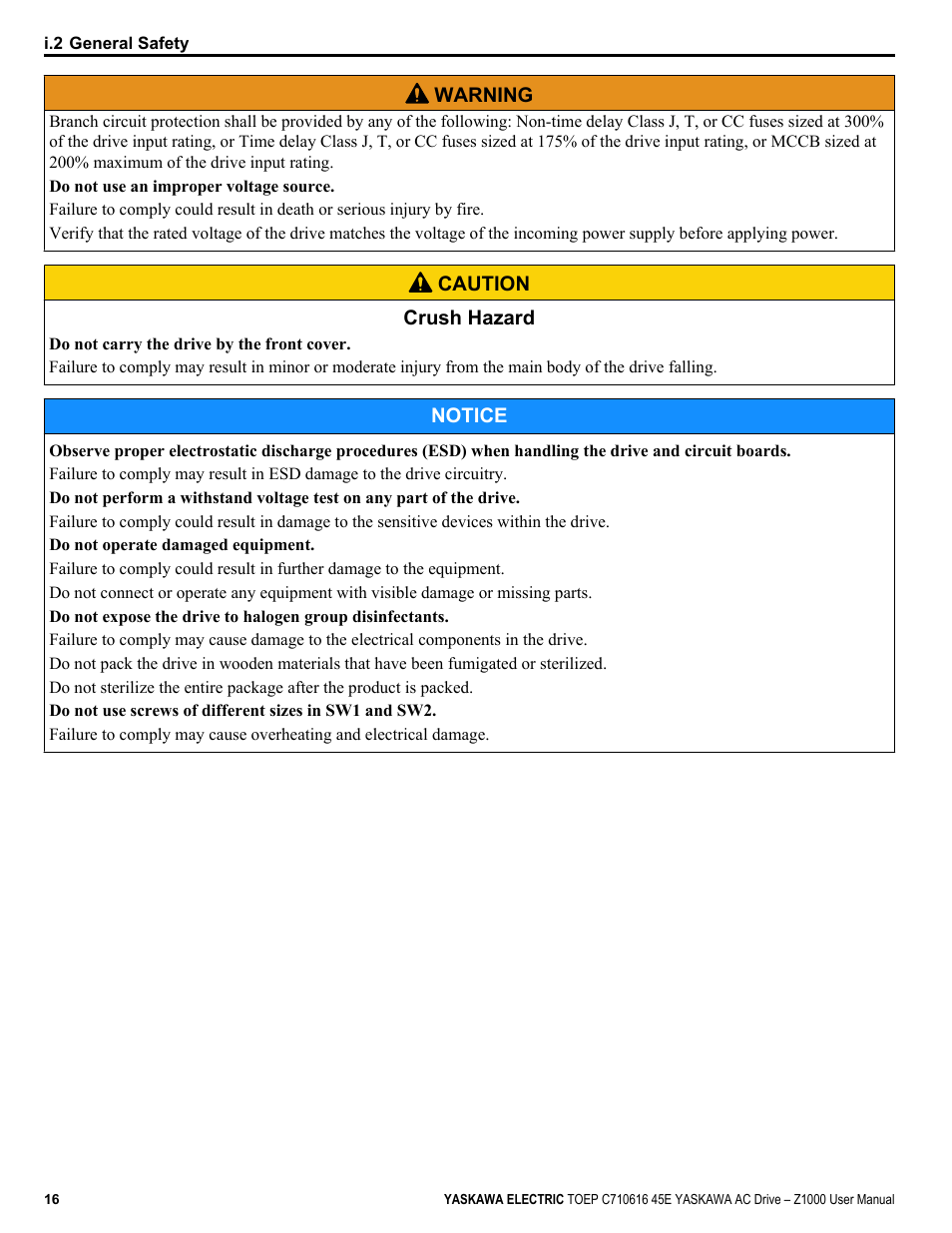 Yaskawa AC Drive Z1000 User Manual | Page 16 / 395