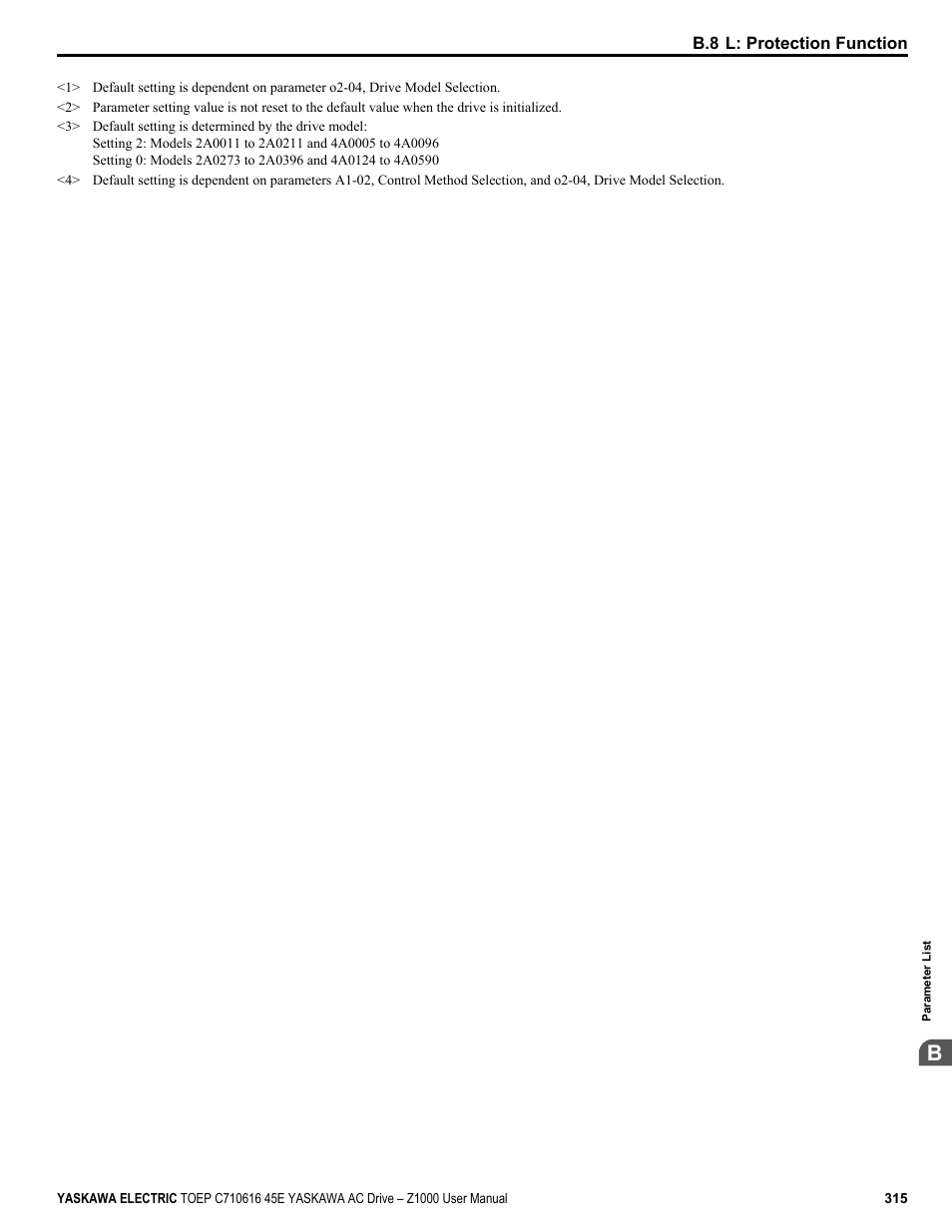 Yaskawa AC Drive Z1000 User Manual | Page 315 / 395