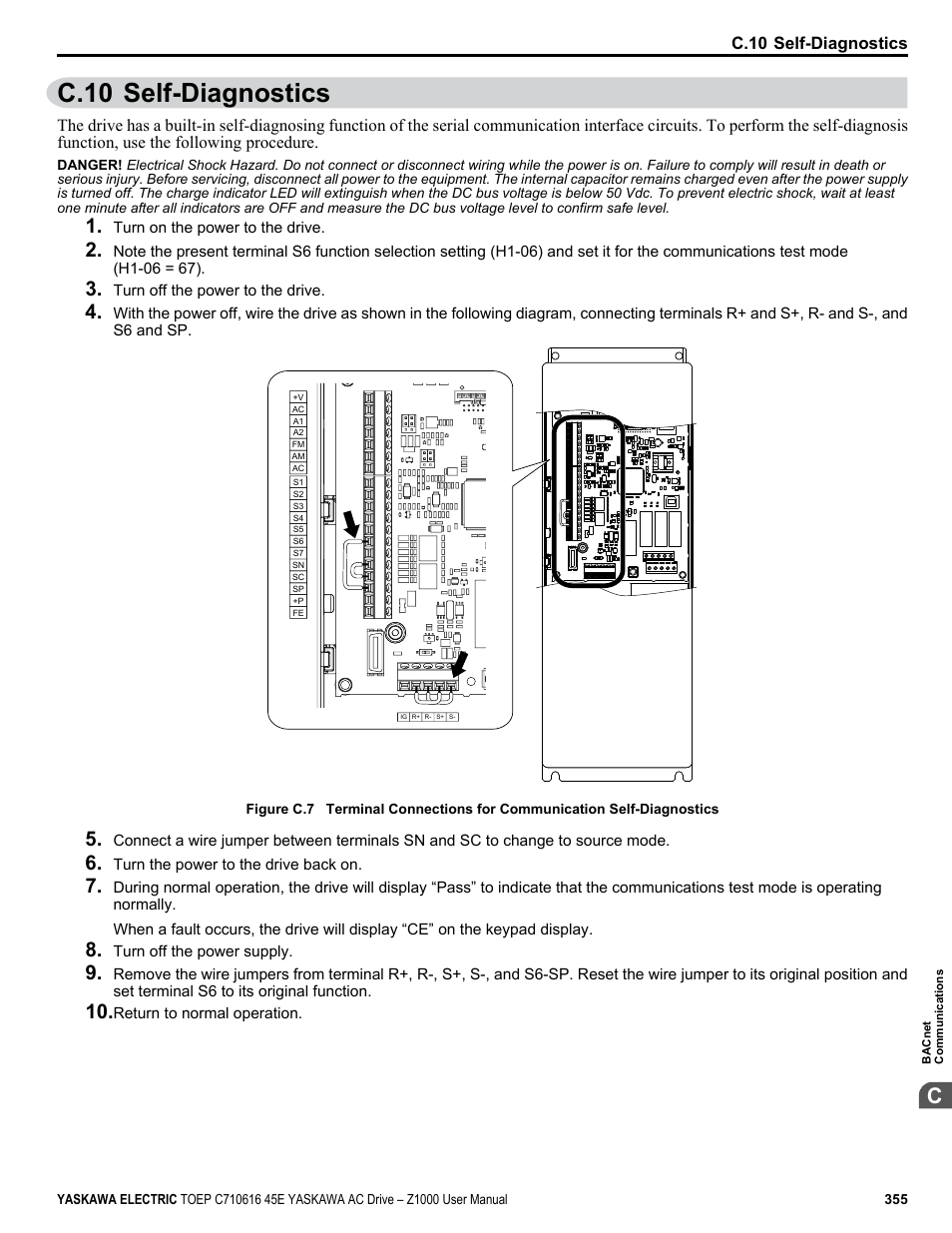 C.10 self-diagnostics | Yaskawa AC Drive Z1000 User Manual | Page 355 / 395
