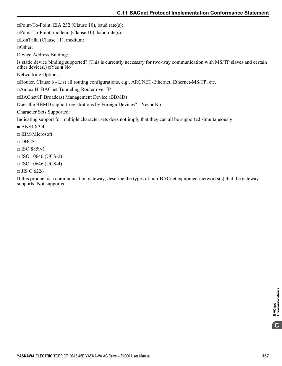 Yaskawa AC Drive Z1000 User Manual | Page 357 / 395