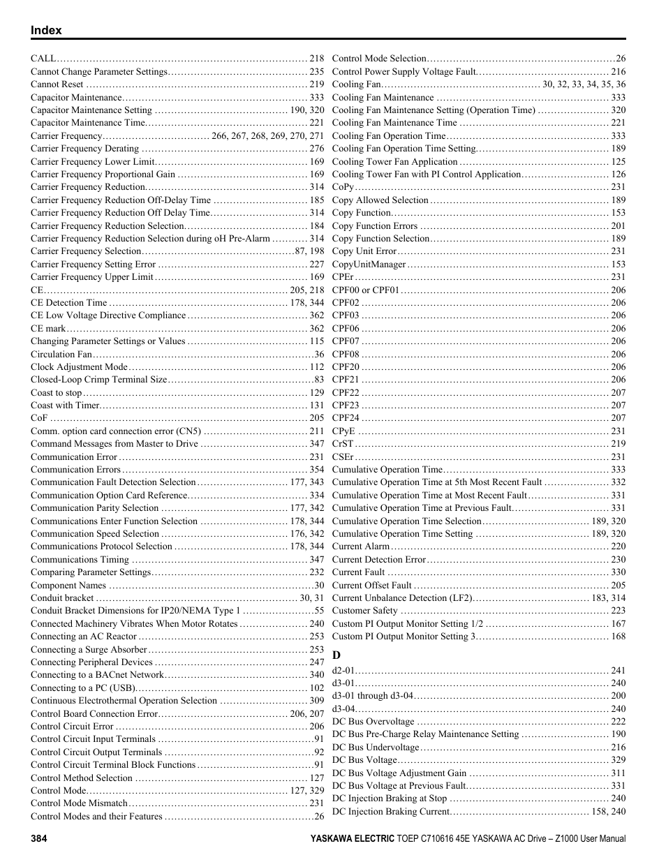 Yaskawa AC Drive Z1000 User Manual | Page 384 / 395