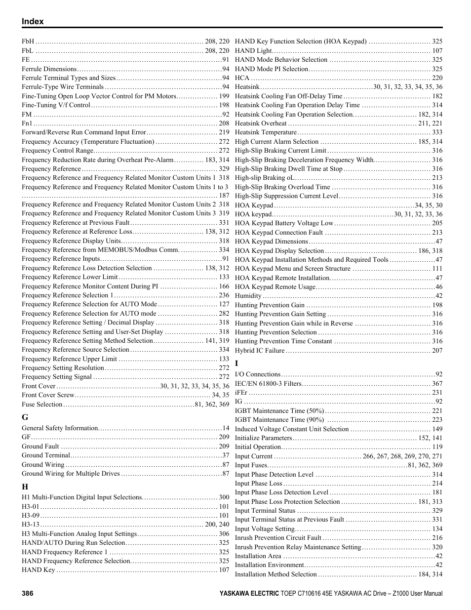 Yaskawa AC Drive Z1000 User Manual | Page 386 / 395