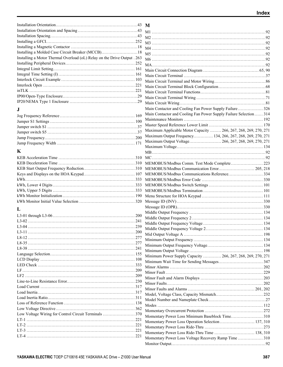 Yaskawa AC Drive Z1000 User Manual | Page 387 / 395