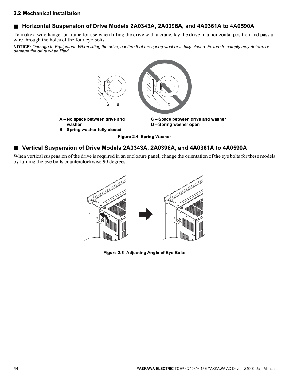 Yaskawa AC Drive Z1000 User Manual | Page 44 / 395