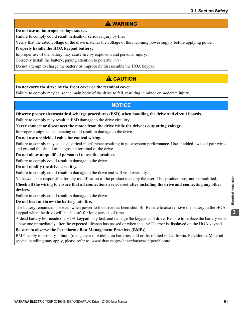 Yaskawa AC Drive Z1000 User Manual | Page 61 / 395