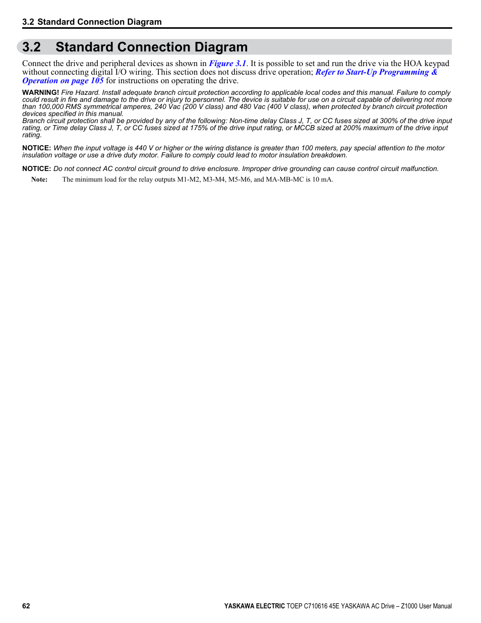 2 standard connection diagram, Standard connection diagram | Yaskawa AC Drive Z1000 User Manual | Page 62 / 395