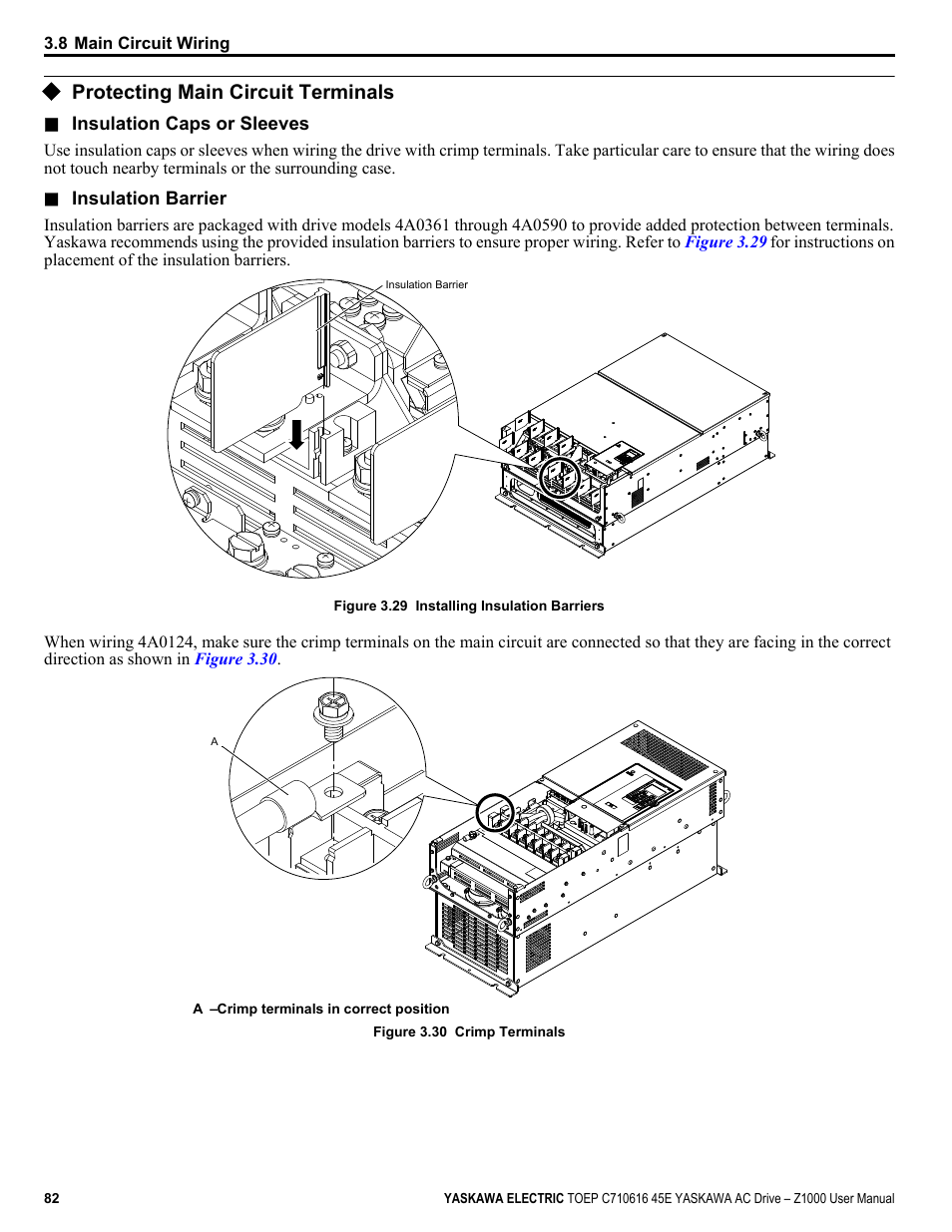 Protecting main circuit terminals | Yaskawa AC Drive Z1000 User Manual | Page 82 / 395