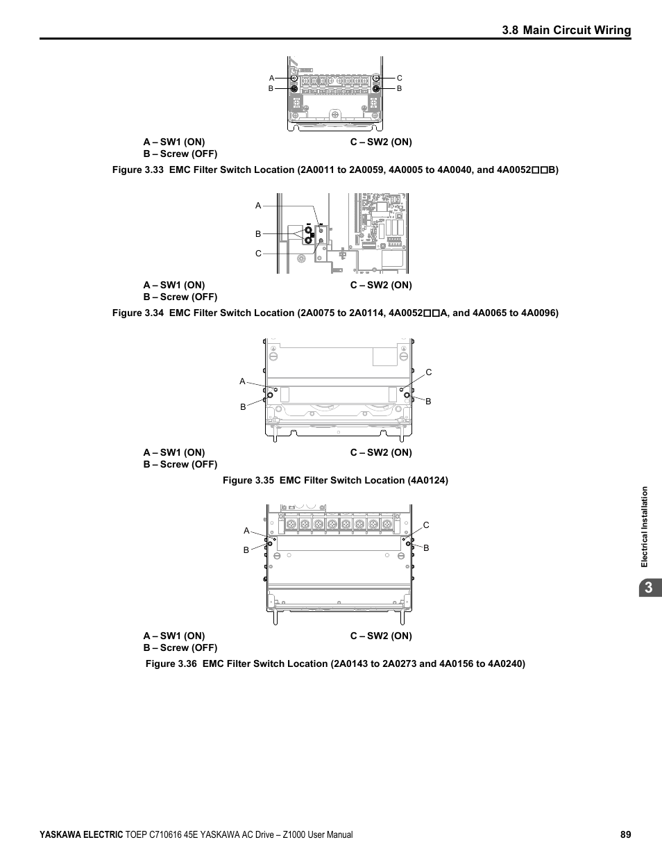 8 main circuit wiring | Yaskawa AC Drive Z1000 User Manual | Page 89 / 395