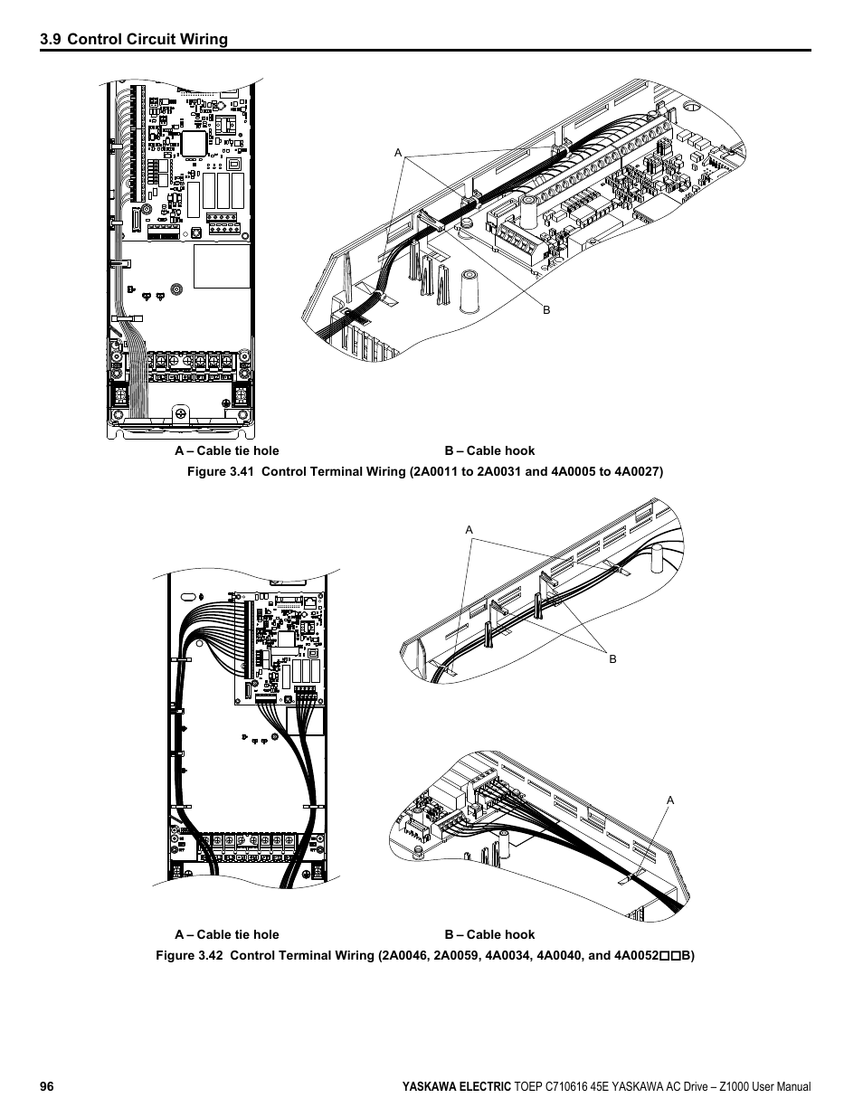 Figure 3.41, 9 control circuit wiring | Yaskawa AC Drive Z1000 User Manual | Page 96 / 395