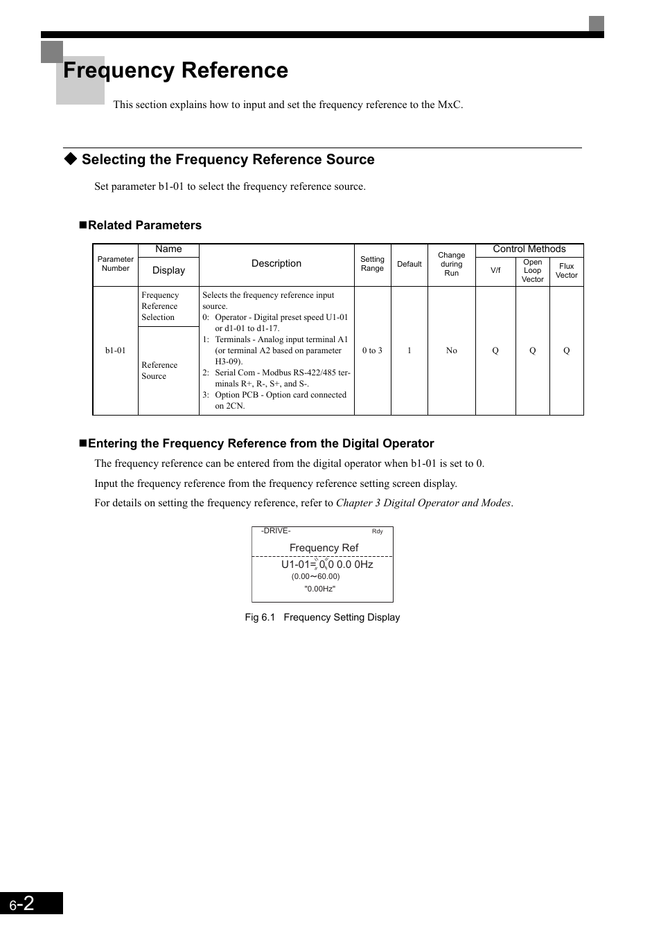 Frequency reference, Selecting the frequency reference source | Yaskawa Matrix Converter User Manual | Page 167 / 398