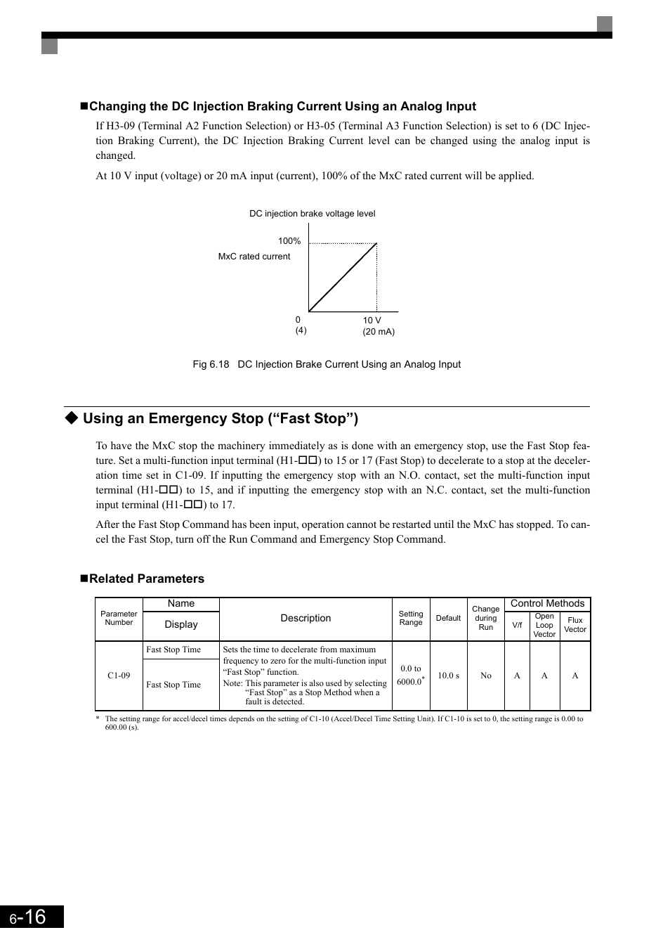 Using an emergency stop (“fast stop”), Related parameters | Yaskawa Matrix Converter User Manual | Page 181 / 398