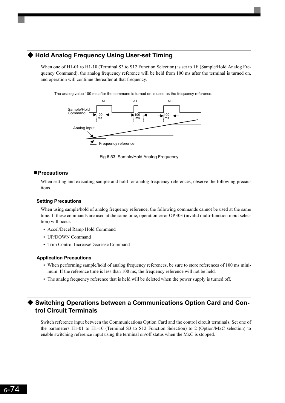 Hold analog frequency using user-set timing | Yaskawa Matrix Converter User Manual | Page 239 / 398