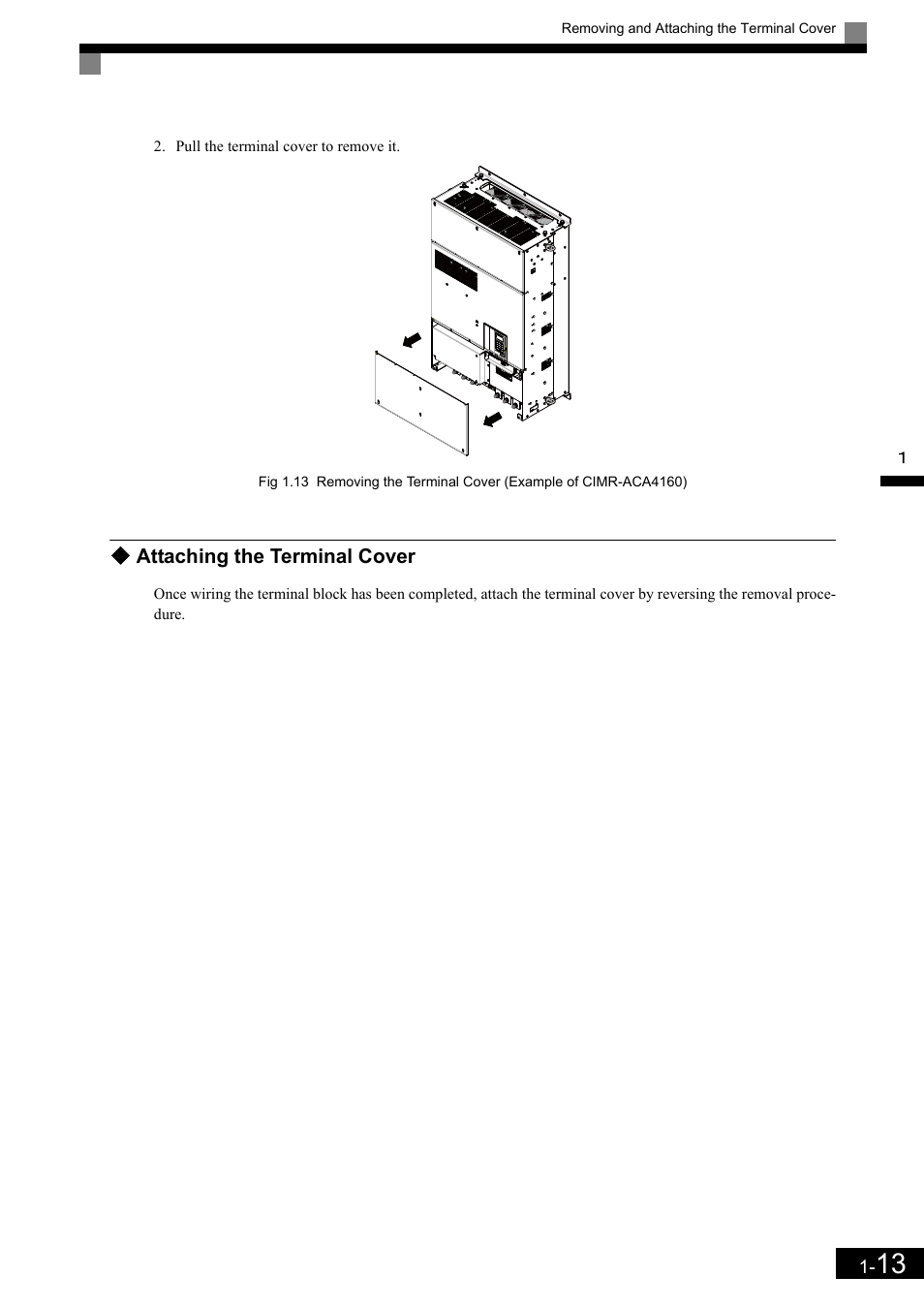 Attaching the terminal cover | Yaskawa Matrix Converter User Manual | Page 32 / 398