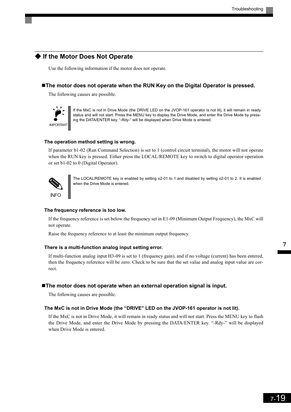 If the motor does not operate | Yaskawa Matrix Converter User Manual | Page 340 / 398