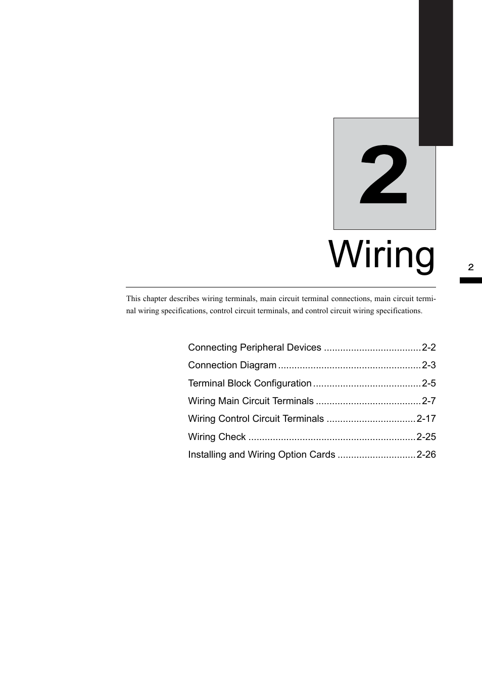 2 wiring, Wiring | Yaskawa Matrix Converter User Manual | Page 35 / 398