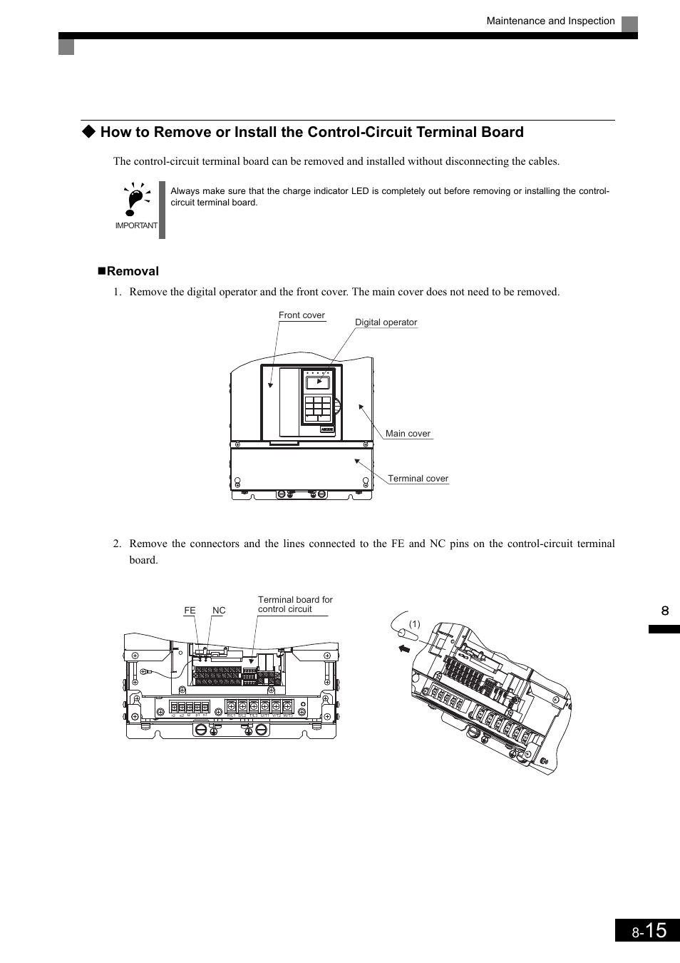 Removal | Yaskawa Matrix Converter User Manual | Page 362 / 398