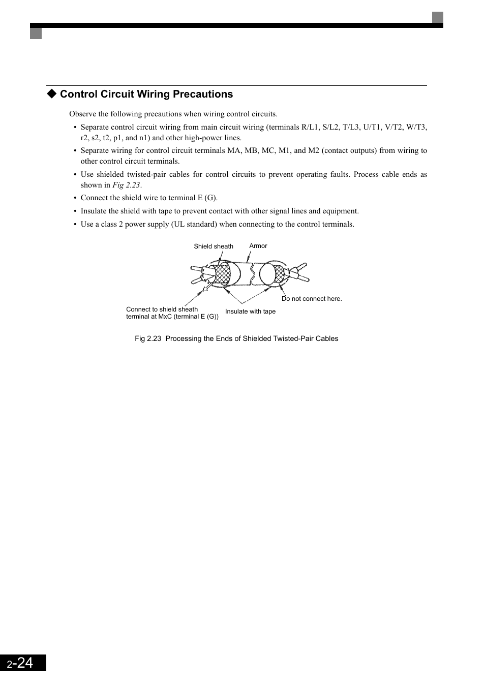 Control circuit wiring precautions | Yaskawa Matrix Converter User Manual | Page 58 / 398