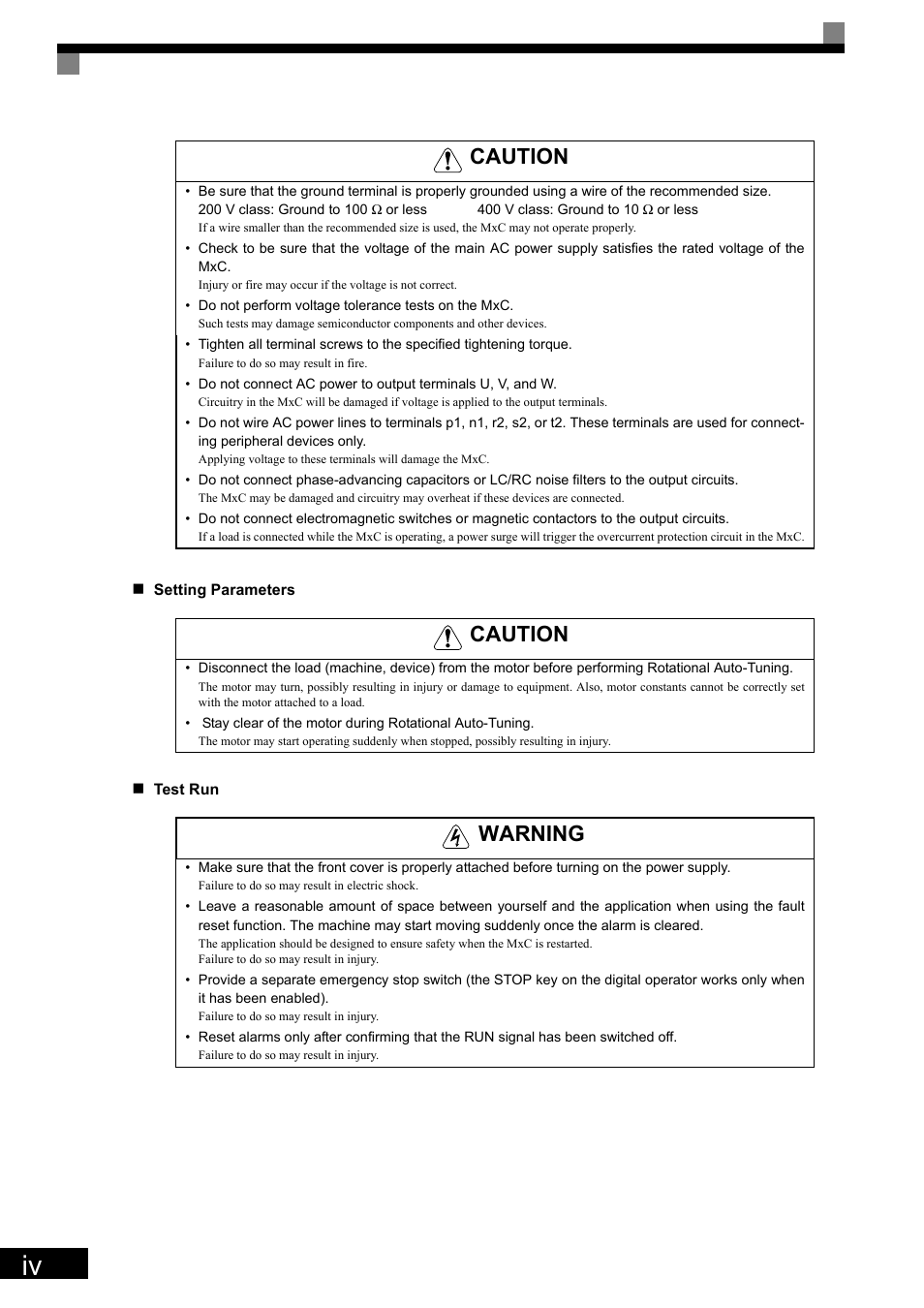 Caution, Warning | Yaskawa Matrix Converter User Manual | Page 6 / 398