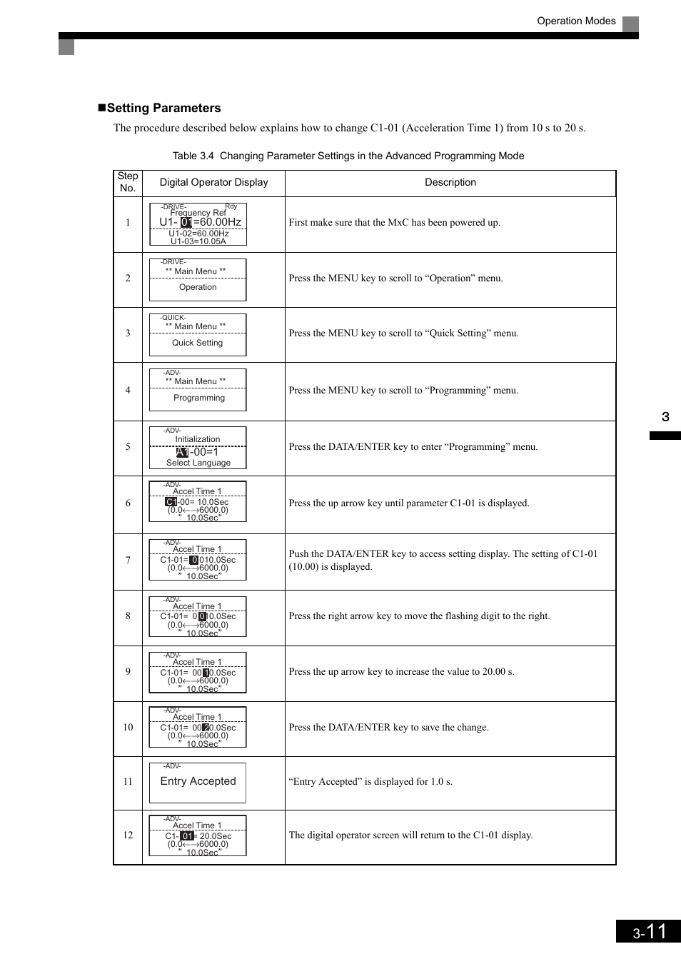 Setting parameters | Yaskawa Matrix Converter User Manual | Page 79 / 398