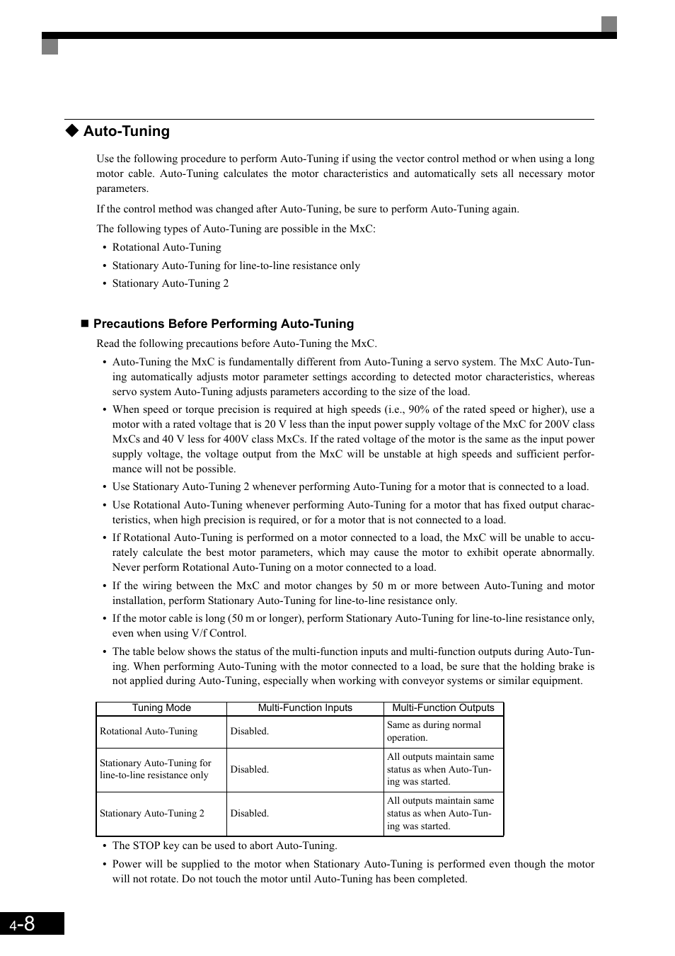 Auto-tuning | Yaskawa Matrix Converter User Manual | Page 91 / 398