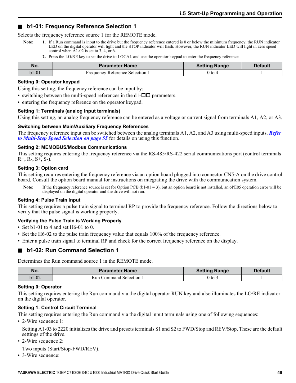 Yaskawa U1000 Industrial MATRIX Drive User Manual | Page 49 / 94