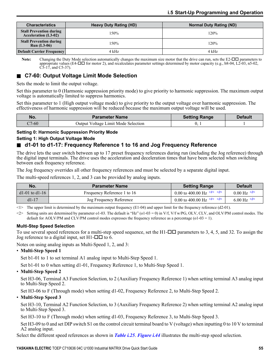 Yaskawa U1000 Industrial MATRIX Drive User Manual | Page 55 / 94