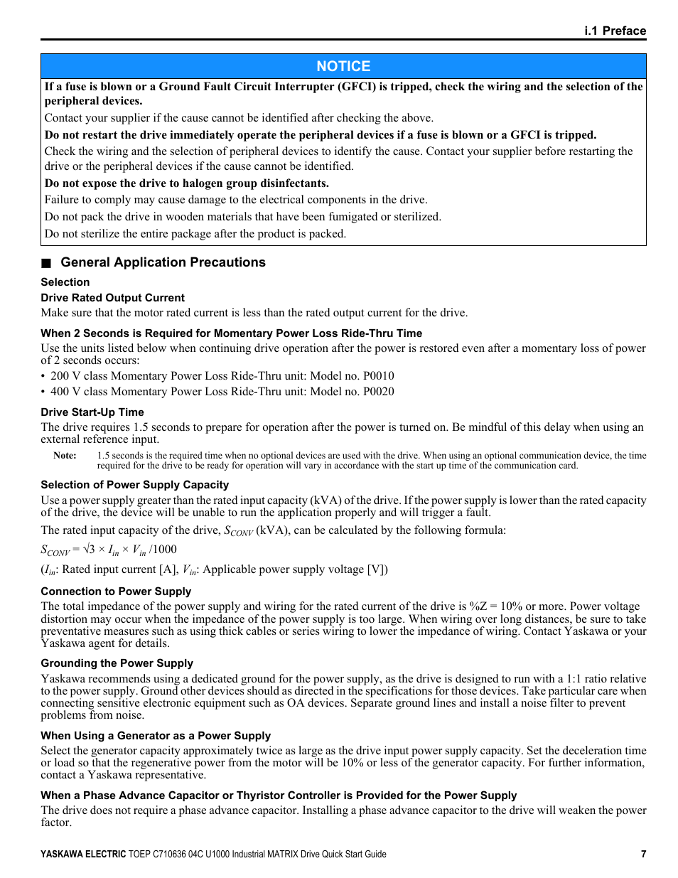 Notice | Yaskawa U1000 Industrial MATRIX Drive User Manual | Page 7 / 94