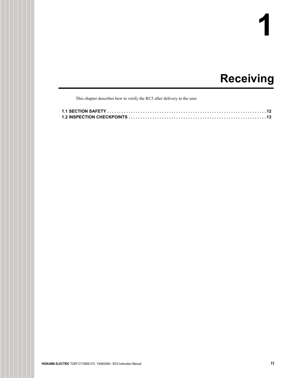 Receiving | Yaskawa RC5 Converter User Manual | Page 11 / 69