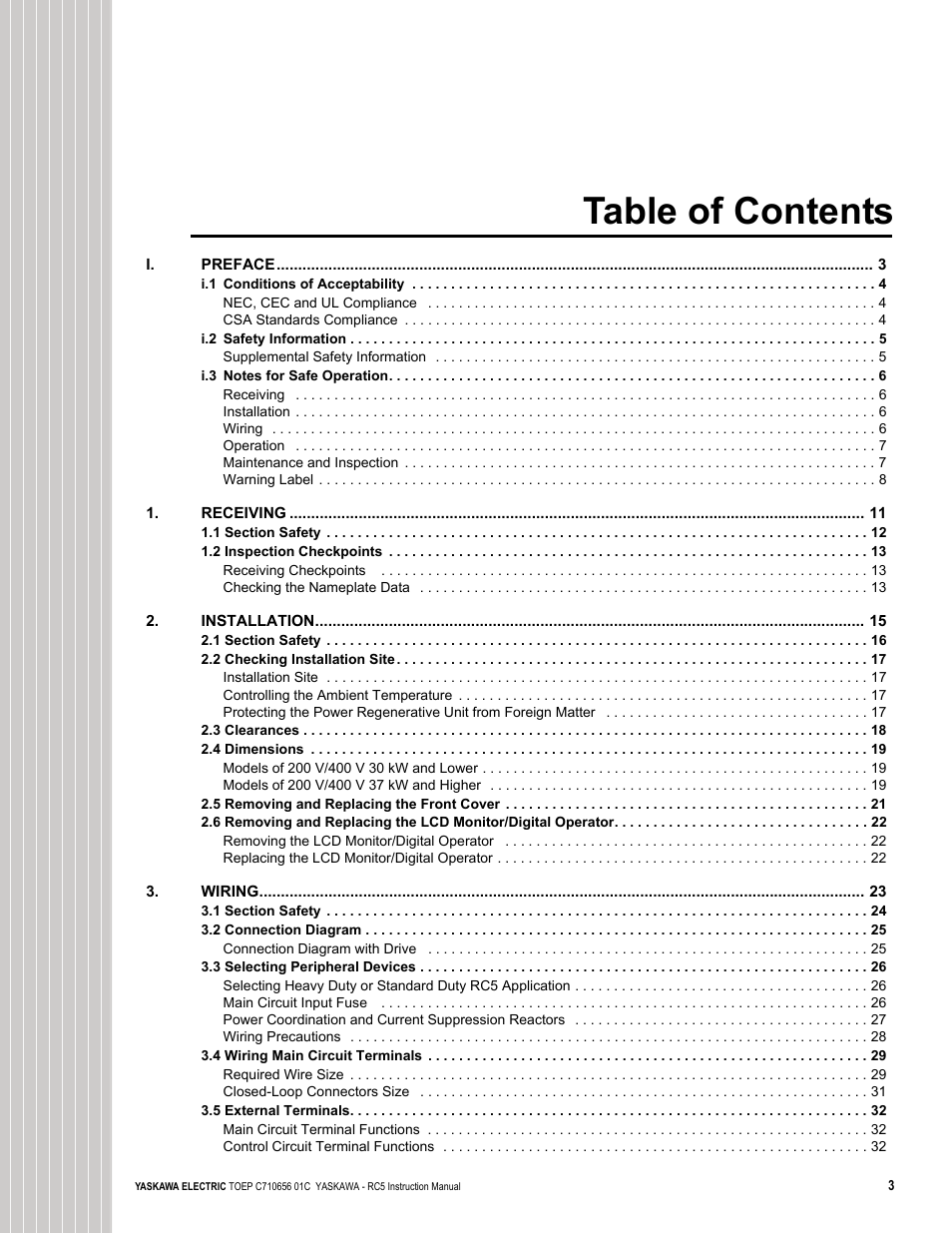 Yaskawa RC5 Converter User Manual | Page 3 / 69