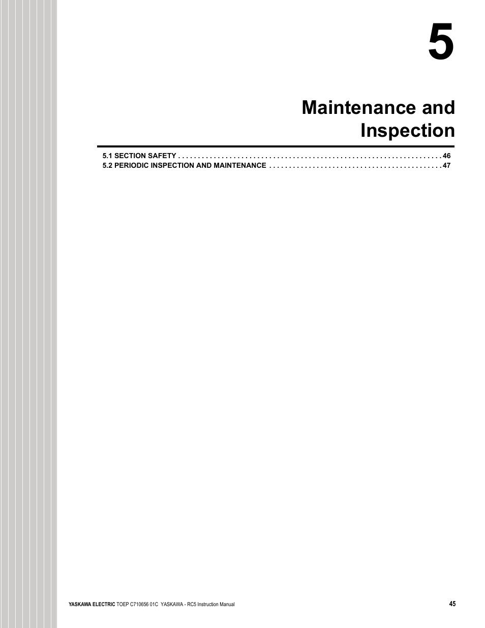 Maintenance and inspection | Yaskawa RC5 Converter User Manual | Page 45 / 69